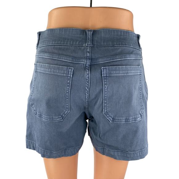 Spanx Women's Slate Blue Stretch Twill Mid Rise Pockets Casual Denim Shorts Sz S - Picture 2 of 4